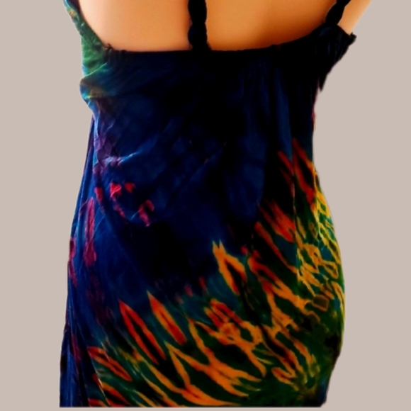 TIE DYE Stretchy Rayon Braided Strap Dress *5 COLORS Avail.* OS NEW - Picture 5 of 5